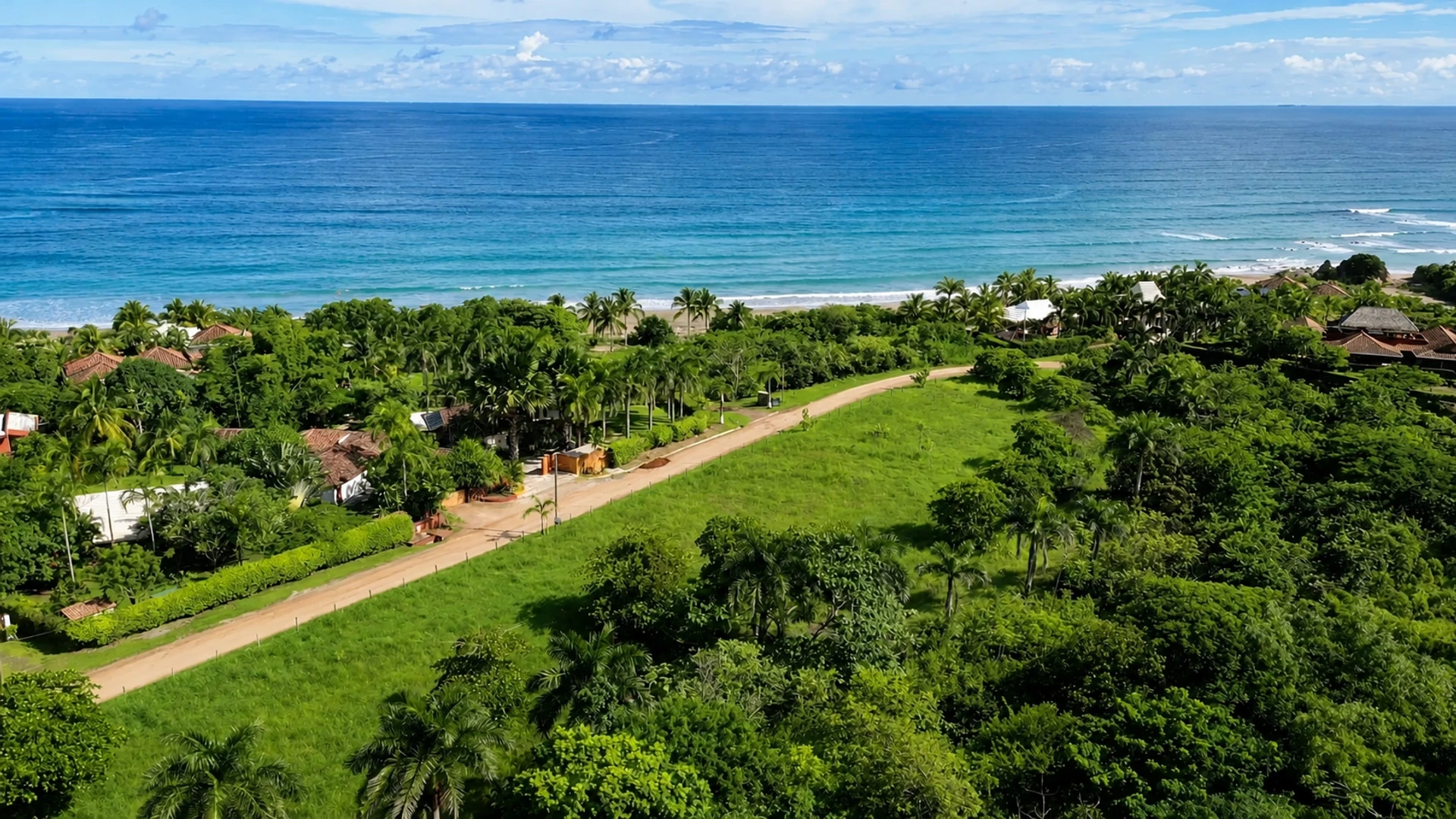 Panoramic aerial view of the Pacific coast at Playa Destiladeros, Pedasí, Panama