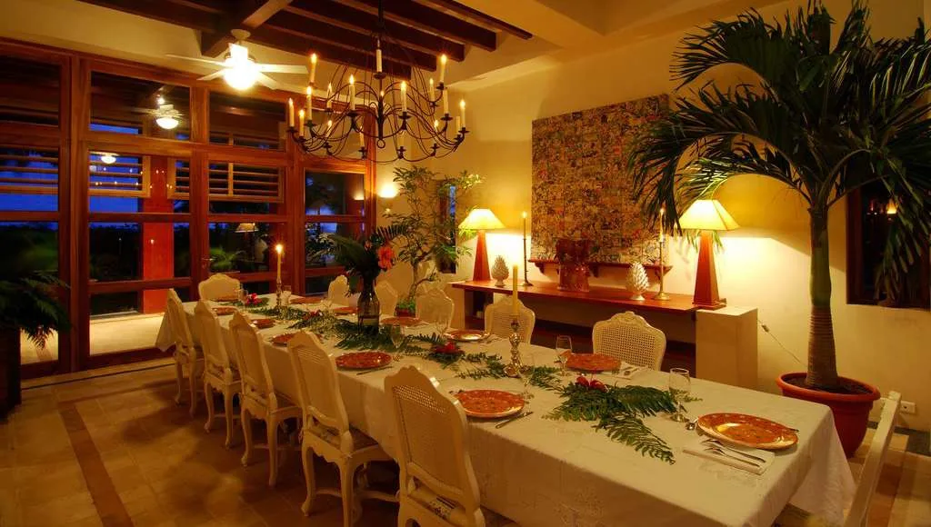 The dining room at Villa Camilla, with the table laid