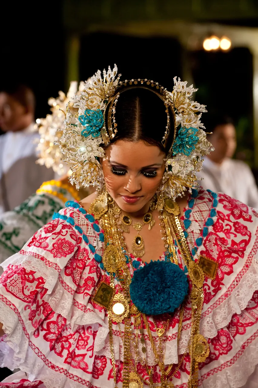 Detail of an embroidered pollera, the traditional dress of Azuero.
